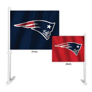 🏈🆕 NEW ENGLAND PATRIOTS DOUBLE SIDED CAR FLAG - HOME-AWAY DESIGN - NFL - MEN